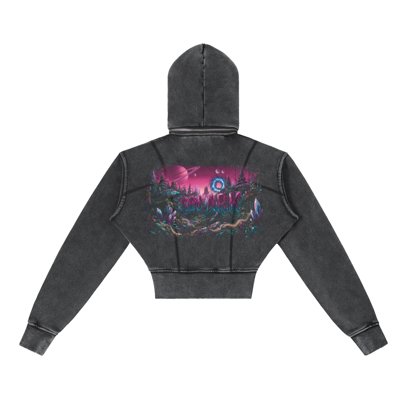 Vintage Washed Cropped Fleece Hoodie