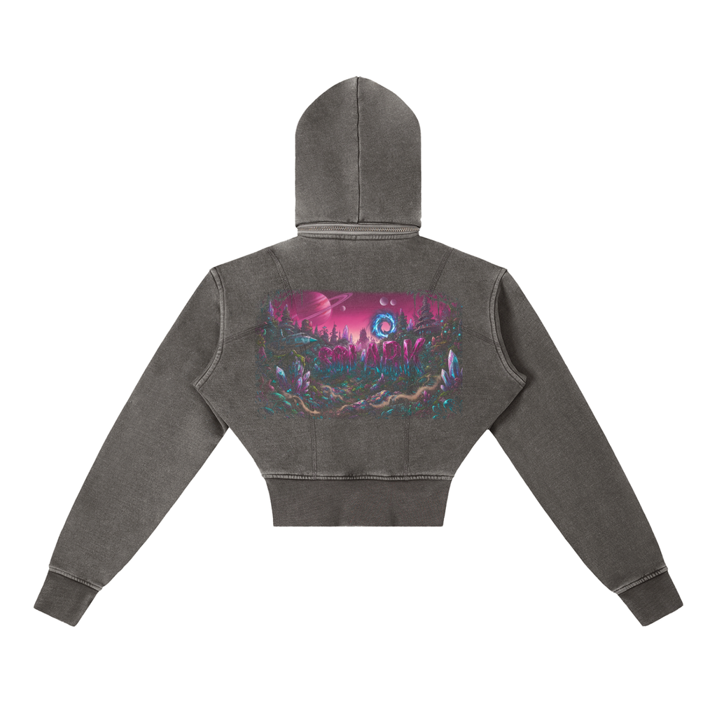 Vintage Washed Cropped Fleece Hoodie