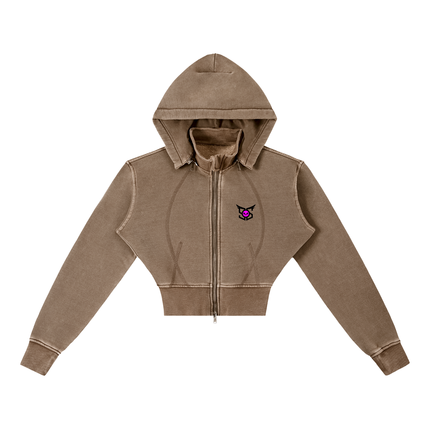 Vintage Washed Cropped Fleece Hoodie