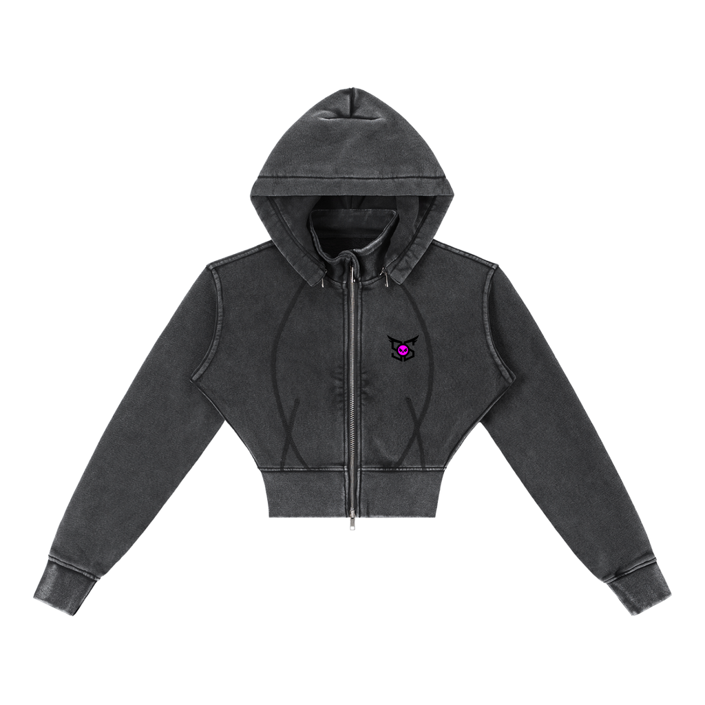 Vintage Washed Cropped Fleece Hoodie